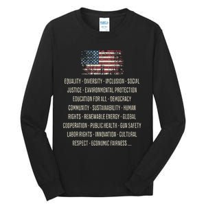 Democrats Values Equality Diversity Education Tall Long Sleeve T-Shirt