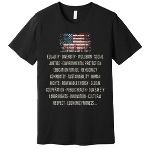 Democrats Values Equality Diversity Education Premium T-Shirt