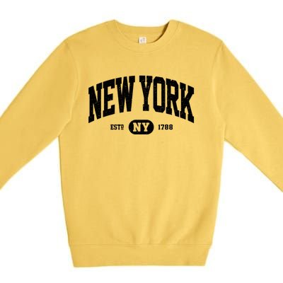 Distressed Vintage Established New York Ny Souvenir Premium Crewneck Sweatshirt