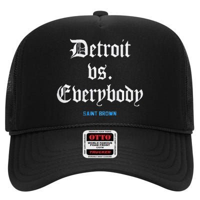 Detroit Vs Everybodyy Brown High Crown Mesh Back Trucker Hat