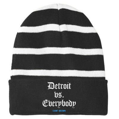 Detroit Vs Everybodyy Brown Striped Beanie with Solid Band