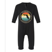 Distressed Vintage Florida Retro Sunshine State Infant Fleece One Piece