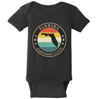 Distressed Vintage Florida Retro Sunshine State Baby Bodysuit