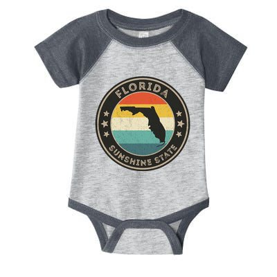 Distressed Vintage Florida Retro Sunshine State Infant Baby Jersey Bodysuit