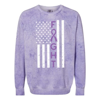 Domestic Violence Fight America Flag Awareness Gift Colorblast Crewneck Sweatshirt