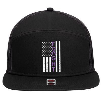 Domestic Violence Fight America Flag Awareness Gift 7 Panel Mesh Trucker Snapback Hat