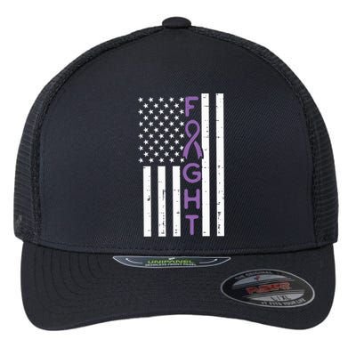 Domestic Violence Fight America Flag Awareness Gift Flexfit Unipanel Trucker Cap