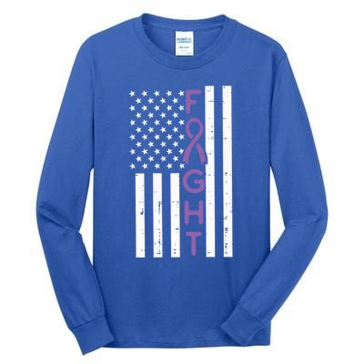 Domestic Violence Fight America Flag Awareness Gift Tall Long Sleeve T-Shirt