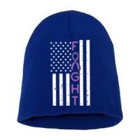 Domestic Violence Fight America Flag Awareness Gift Short Acrylic Beanie