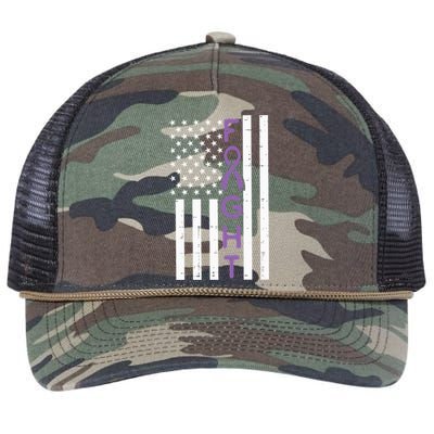 Domestic Violence Fight America Flag Awareness Gift Retro Rope Trucker Hat Cap