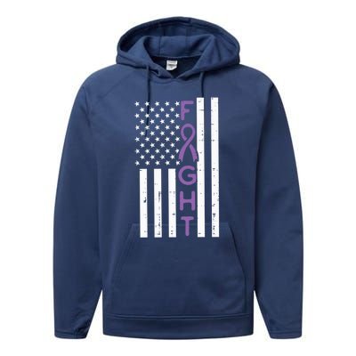 Domestic Violence Fight America Flag Awareness Gift Performance Fleece Hoodie