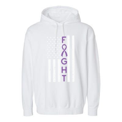 Domestic Violence Fight America Flag Awareness Gift Garment-Dyed Fleece Hoodie