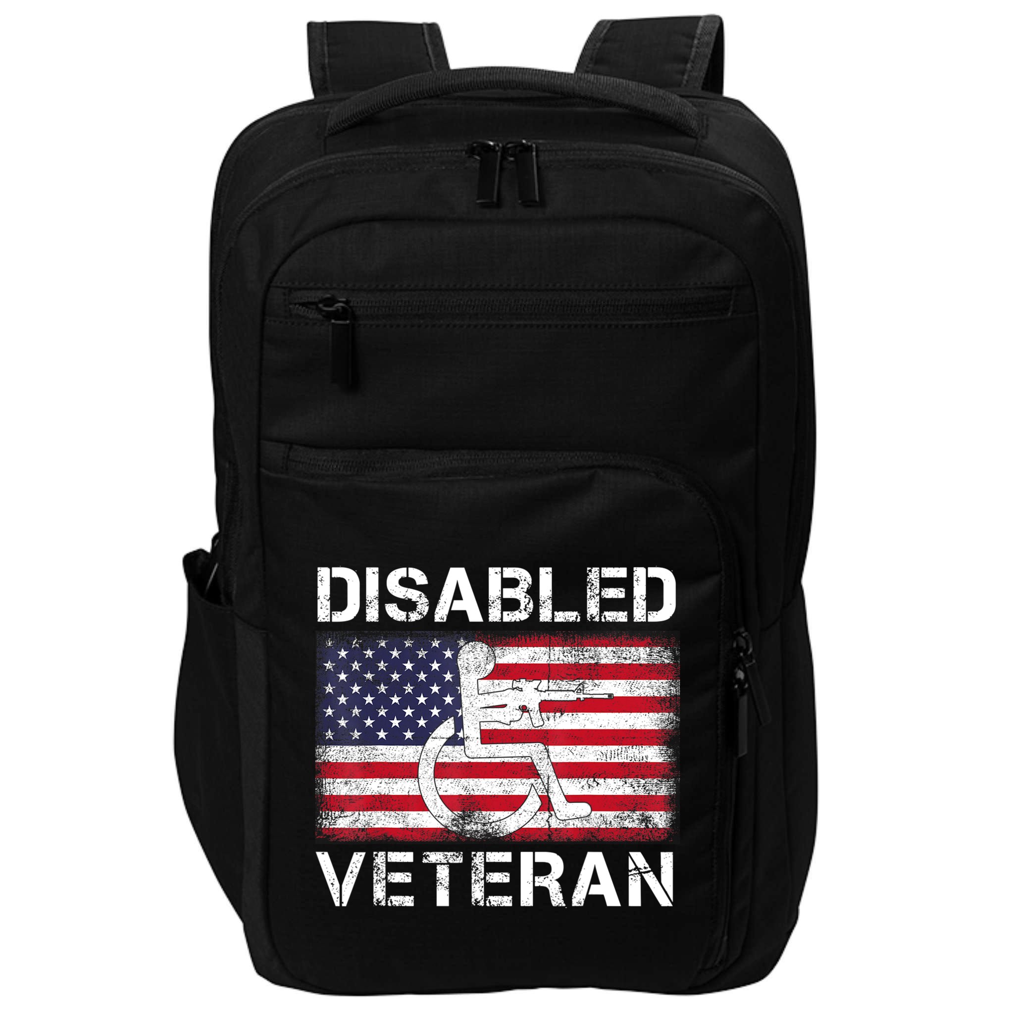 Disabled Veteran For Dad Grandpa Veteran American Flag Impact Tech Backpack
