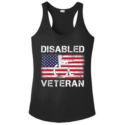 Disabled Veteran For Dad Grandpa Veteran American Flag Ladies PosiCharge Competitor Racerback Tank