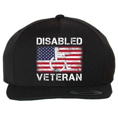 Disabled Veteran For Dad Grandpa Veteran American Flag Wool Snapback Cap
