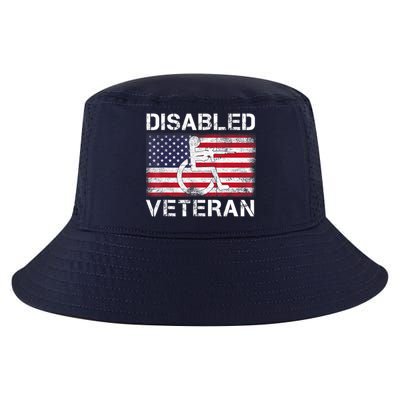 Disabled Veteran For Dad Grandpa Veteran American Flag Cool Comfort Performance Bucket Hat