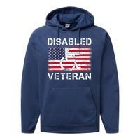 Disabled Veteran For Dad Grandpa Veteran American Flag Performance Fleece Hoodie