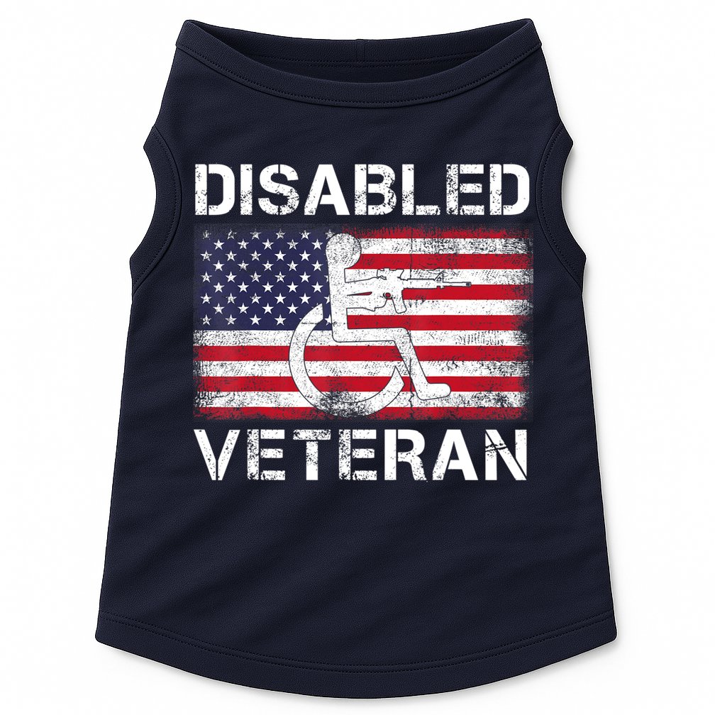 Disabled Veteran For Dad Grandpa Veteran American Flag Doggie Tank