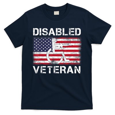 Disabled Veteran For Dad Grandpa Veteran American Flag T-Shirt