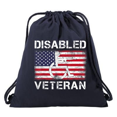 Disabled Veteran For Dad Grandpa Veteran American Flag Drawstring Bag