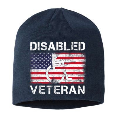 Disabled Veteran For Dad Grandpa Veteran American Flag Sustainable Beanie