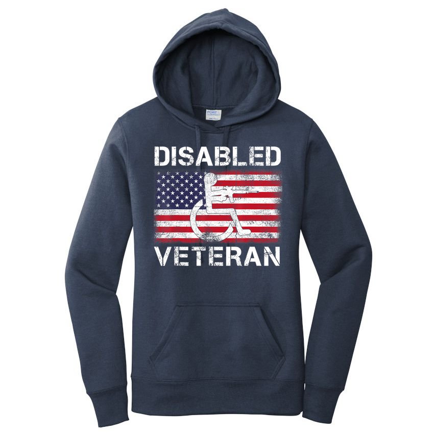 Disabled Veteran For Dad Grandpa Veteran American Flag Women's Pullover Hoodie