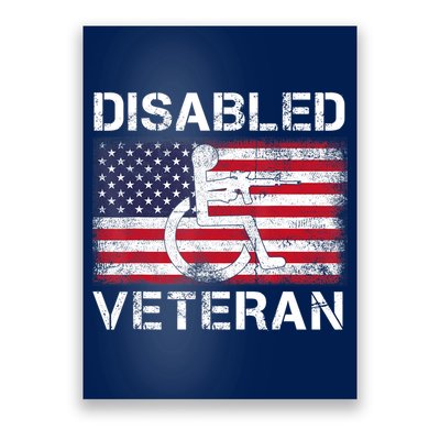 Disabled Veteran For Dad Grandpa Veteran American Flag Poster
