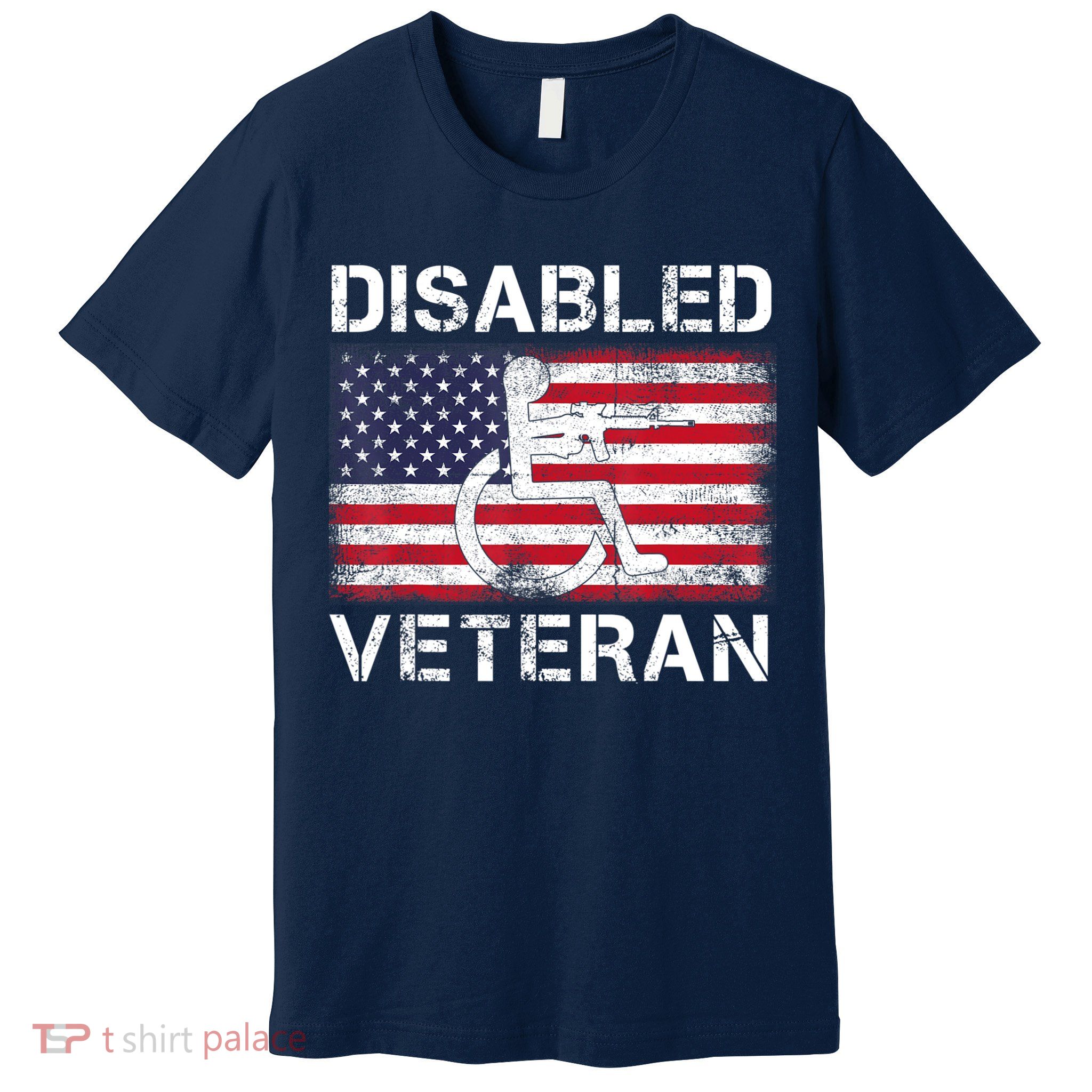 Disabled Veteran For Dad Grandpa Veteran American Flag Premium T-Shirt