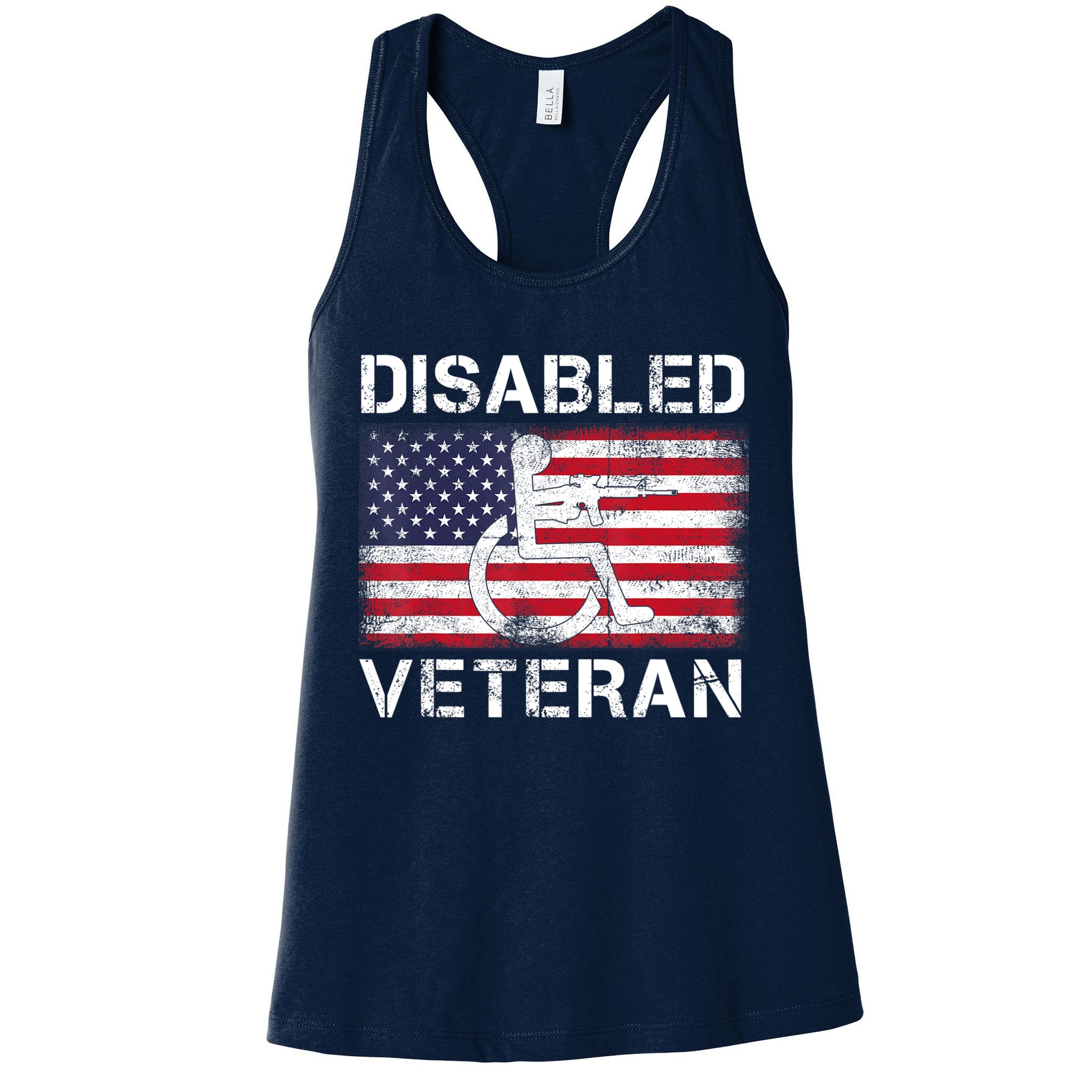Disabled Veteran For Dad Grandpa Veteran American Flag Womens Tank Top
