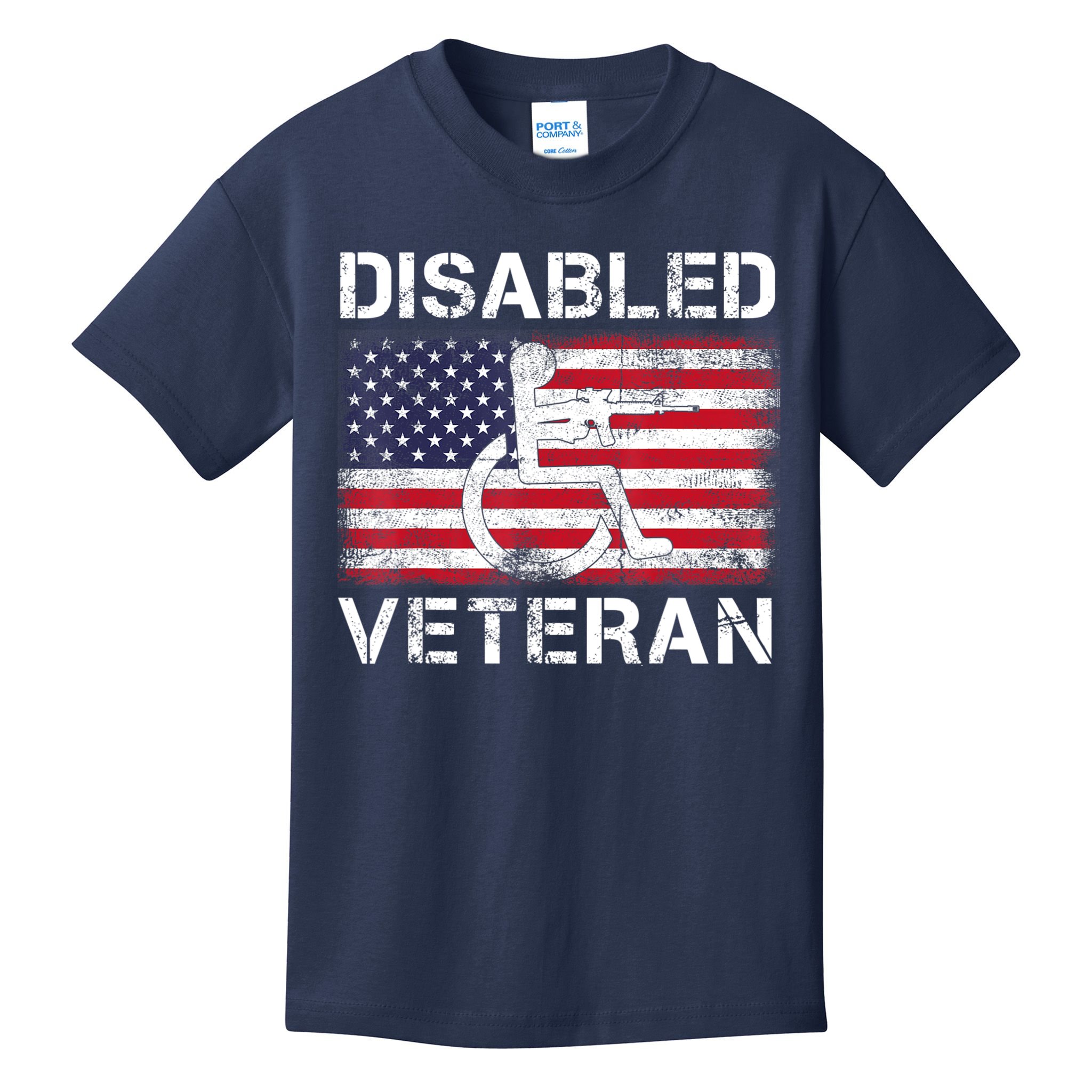Disabled Veteran For Dad Grandpa Veteran American Flag Kids T-Shirt