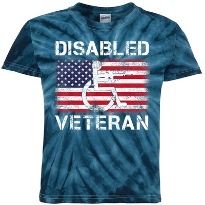 Disabled Veteran For Dad Grandpa Veteran American Flag Kids Tie-Dye T-Shirt