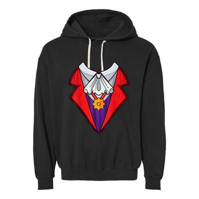 Dracula Vampire Funny Halloween Costume Cosplay Tuxedo Retro Garment-Dyed Fleece Hoodie