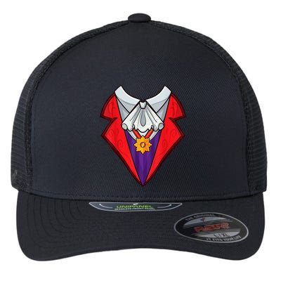 Dracula Vampire Funny Halloween Costume Cosplay Tuxedo Retro Flexfit Unipanel Trucker Cap
