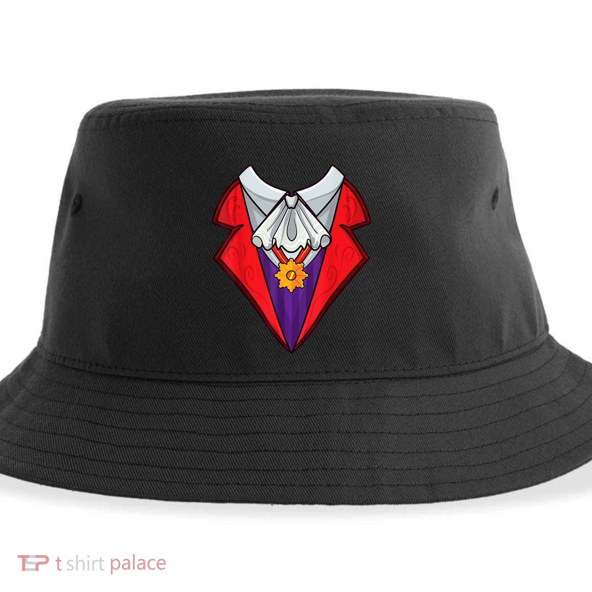 Dracula Vampire Funny Halloween Costume Cosplay Tuxedo Retro Sustainable Bucket Hat