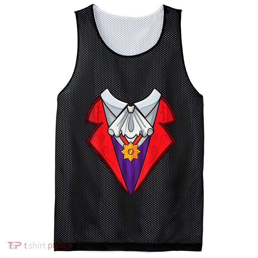 Dracula Vampire Funny Halloween Costume Cosplay Tuxedo Retro Mesh Reversible Basketball Jersey Tank