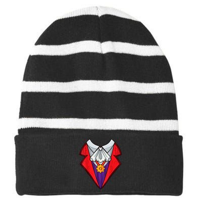 Dracula Vampire Funny Halloween Costume Cosplay Tuxedo Retro Striped Beanie with Solid Band