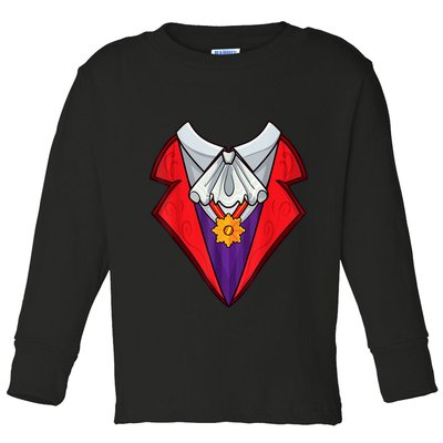 Dracula Vampire Funny Halloween Costume Cosplay Tuxedo Retro Toddler Long Sleeve Shirt