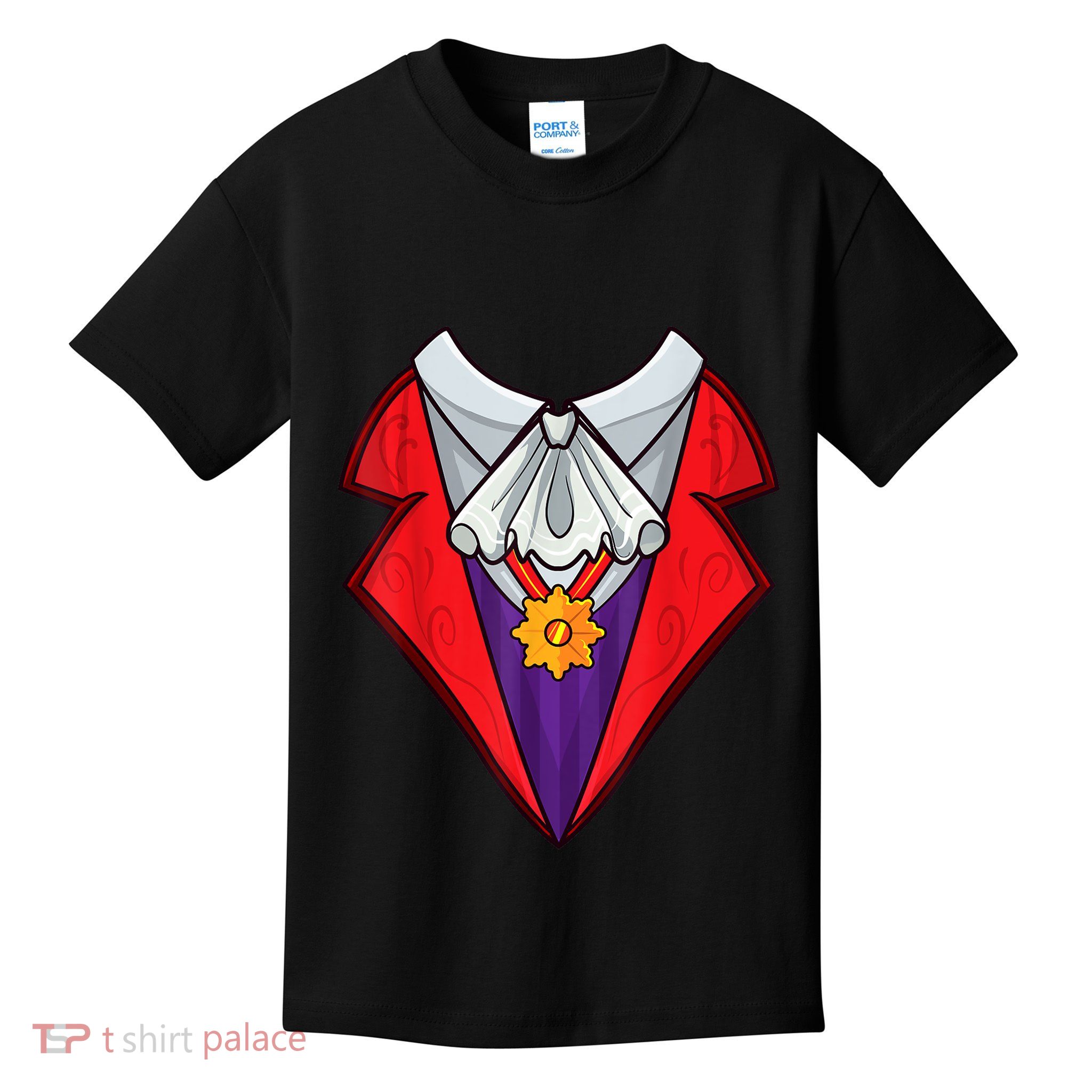 Dracula Vampire Funny Halloween Costume Cosplay Tuxedo Retro Kids T-Shirt