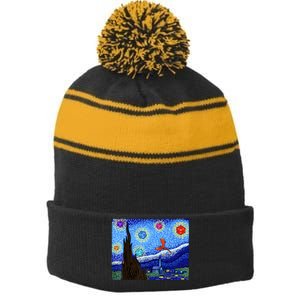 Dungeons Van Gogh Starry Night D20 Dragons Stripe Pom Pom Beanie