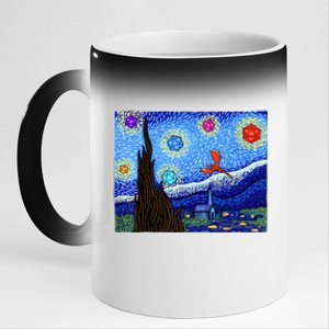 Dungeons Van Gogh Starry Night D20 Dragons 11oz Black Color Changing Mug