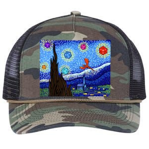 Dungeons Van Gogh Starry Night D20 Dragons Retro Rope Trucker Hat Cap