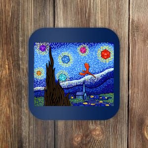 Dungeons Van Gogh Starry Night D20 Dragons Coaster