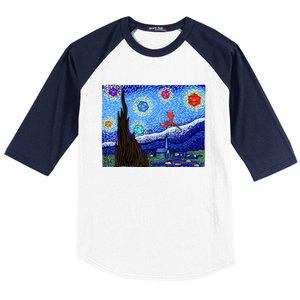 Dungeons Van Gogh Starry Night D20 Dragons Baseball Sleeve Shirt