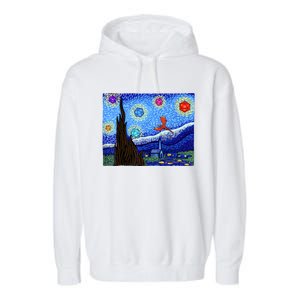 Dungeons Van Gogh Starry Night D20 Dragons Garment-Dyed Fleece Hoodie