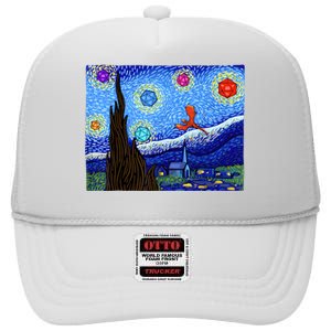 Dungeons Van Gogh Starry Night D20 Dragons High Crown Mesh Back Trucker Hat