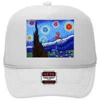 Dungeons Van Gogh Starry Night D20 Dragons High Crown Mesh Back Trucker Hat