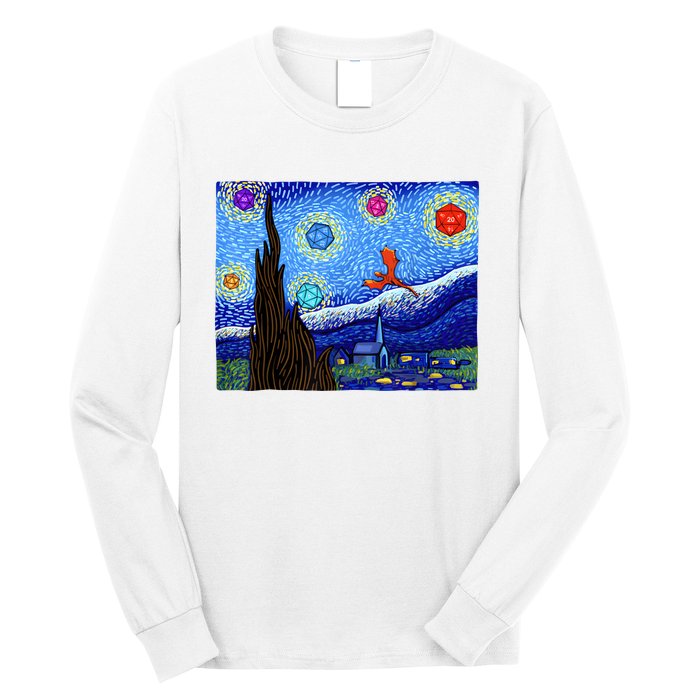 Dungeons Van Gogh Starry Night D20 Dragons Long Sleeve Shirt