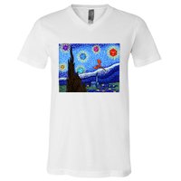 Dungeons Van Gogh Starry Night D20 Dragons V-Neck T-Shirt