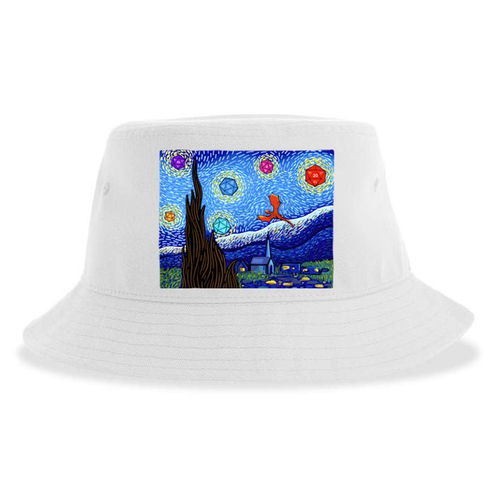 Dungeons Van Gogh Starry Night D20 Dragons Sustainable Bucket Hat