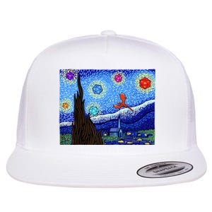 Dungeons Van Gogh Starry Night D20 Dragons Flat Bill Trucker Hat